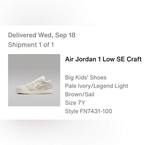 SOLD! Nike Air Jordan 1 Low SE Craft-  Size 7Y - Picture 9 of 9